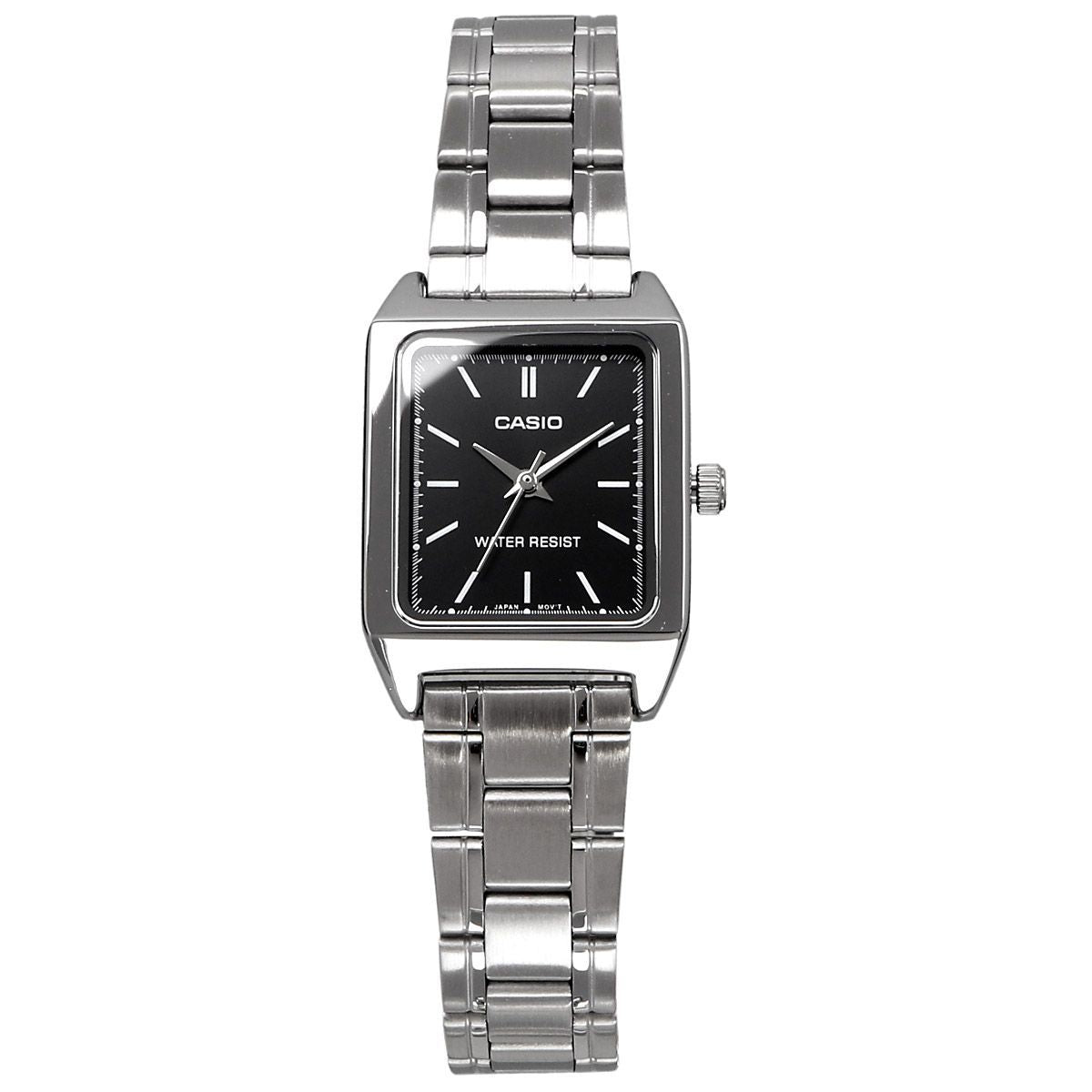 Casio Chic Pattern LTP-V007D-1E Watch with Black Dial and Silver Band — Japan Import