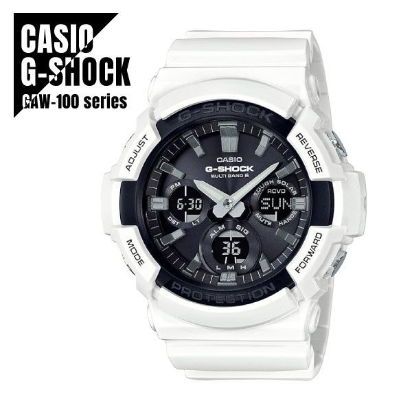 Casio G-Shock Radio Solar Watch Model GAW-100B-7AJF with Black and White Color — Japan Import