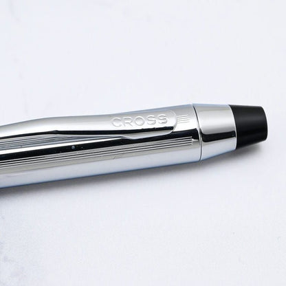 Cross Tech3 multi-function pen model AT0090-1st in chrome with black ink displayed with box and accessories