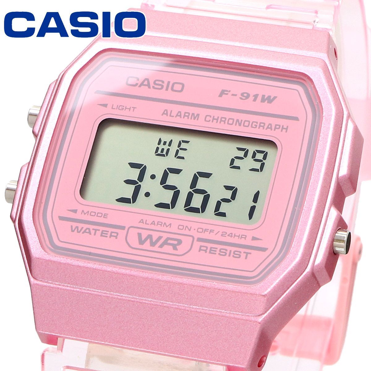 Casio F-91WS-4 Watch - Pink Resin Band and Dial — Japan Import