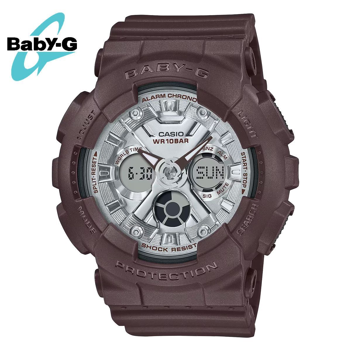 Casio Baby-G BA-130 Series Women’s Watch Model BA-130SW-5A Brown Resilient Resin Digital and Analog Japan Import