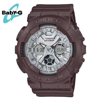 Casio Baby-G BA-130 Series Women’s Watch Model BA-130SW-5A Brown Resilient Resin Digital and Analog Japan Import