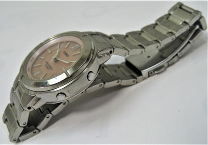 Casio Wave Ceptor LWQ-130 Titanium Ladies Watch Radio Solar Pink Dial Japan Import