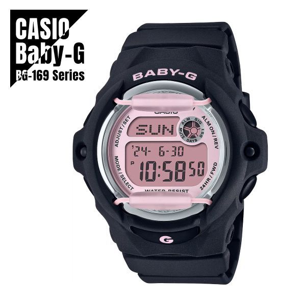 Casio Baby-G Compact BG-169 Front Protector Watch Model BG-169U-1CJF Black Pink — Japan Import