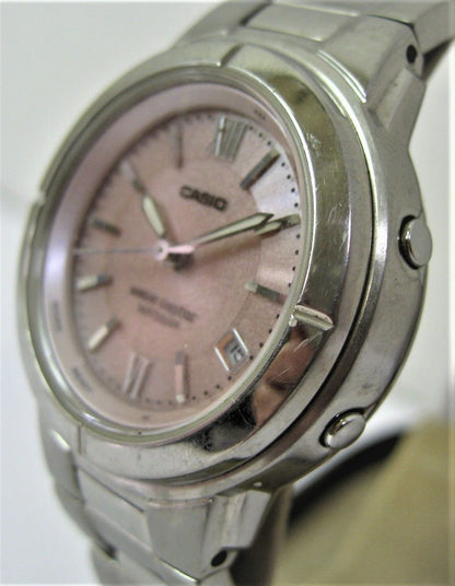 Casio Wave Ceptor LWQ-130 Titanium Ladies Watch Radio Solar Pink Dial Japan Import