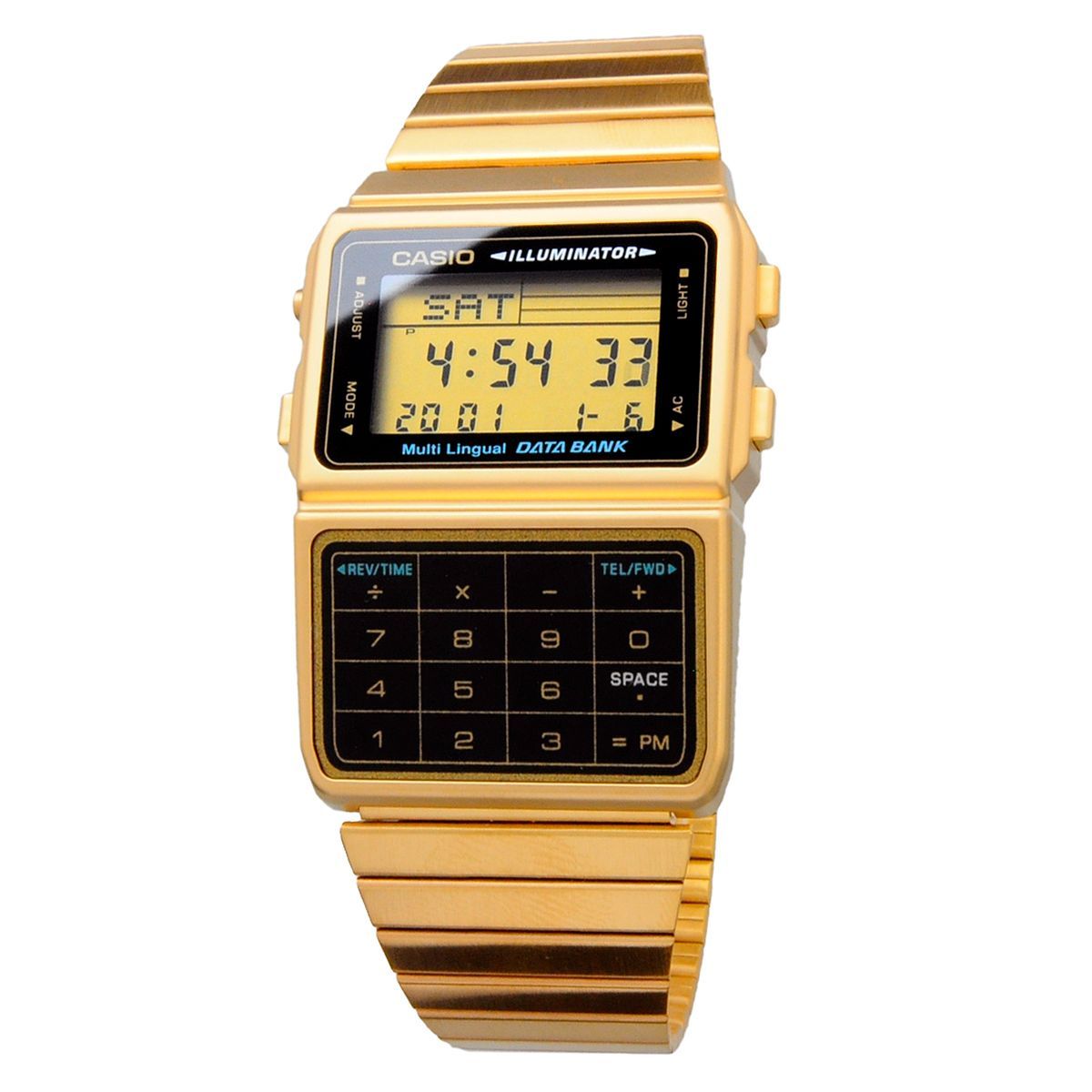 Casio Data Bank DBC-611G-1 Digital Watch with Calculator and Resin/Steel Band — Japan Import