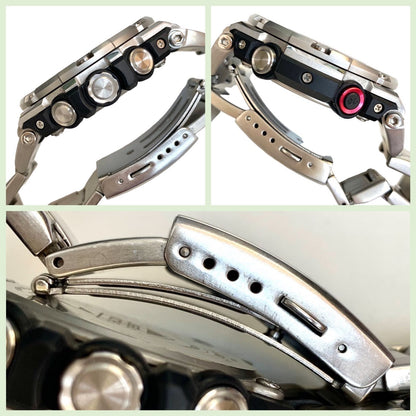 Casio G-Shock G-Steel GST-B100 men's silver solar chronograph watch with stainless steel band