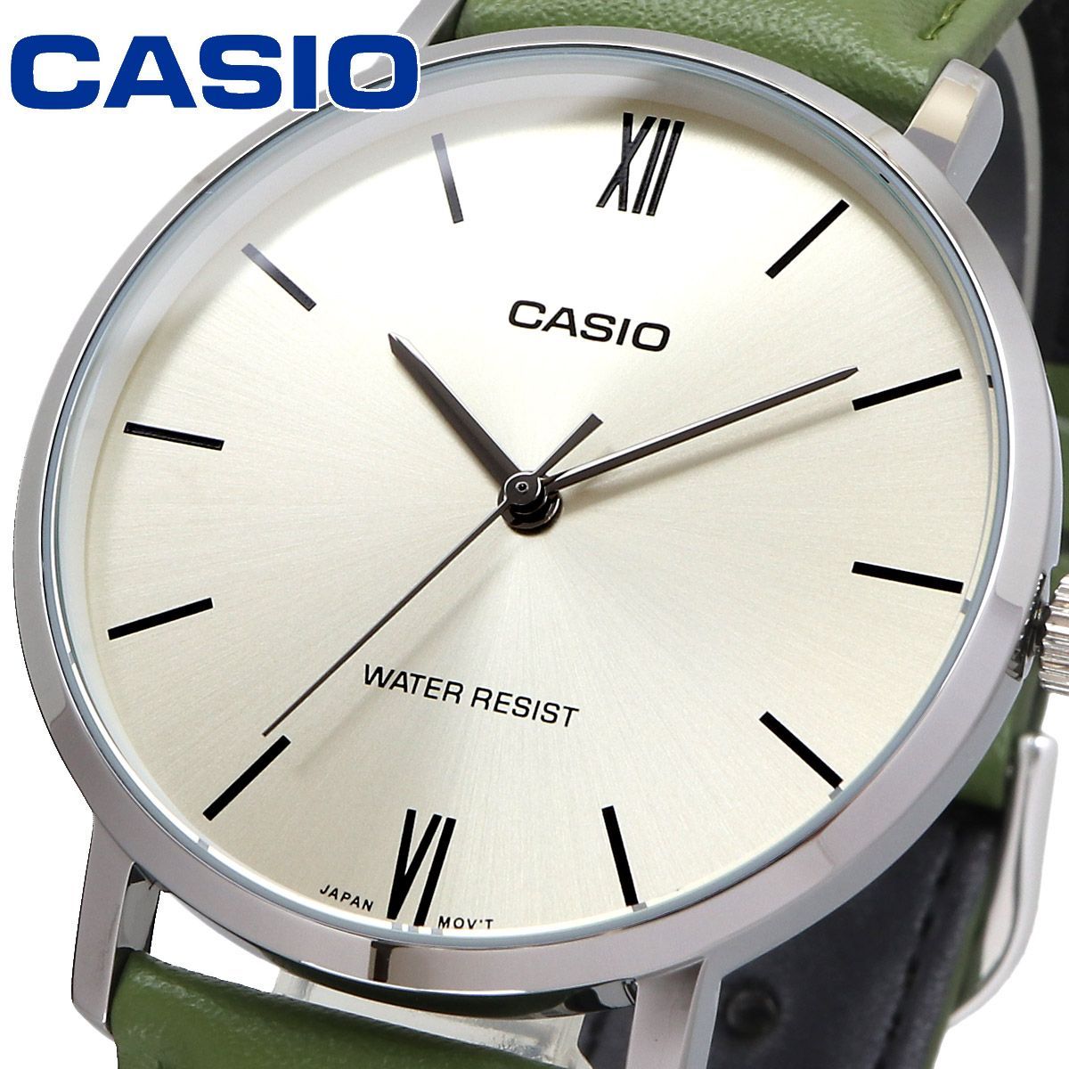 Casio MTP-VT01L-3B Unisex Watch Quartz Stainless Steel Case Green Strap Japan Import