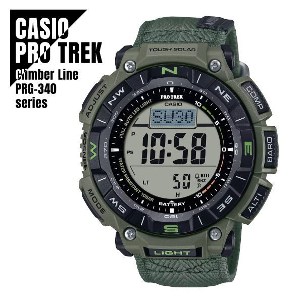 Casio PRO TREK Climber Line PRG-340B-3JF Digital Solar Watch with Compass and Altimeter — Japan Import