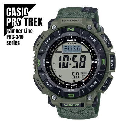 Casio PRO TREK Climber Line PRG-340B-3JF Digital Solar Watch with Compass and Altimeter — Japan Import