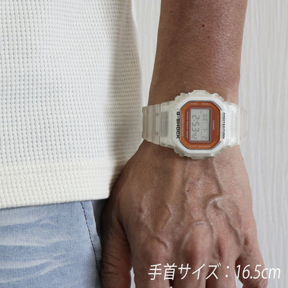 Casio G-Shock DW-5600LS-7JF Color Skeleton Digital Square Watch with Fluorescent Orange Transparent Case and Unisex Design — Japan