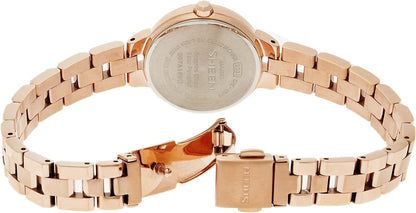 Casio Sheen Analog Watch Model SHE-4506SBG-9AJF with Pink Dial and Gold Band — Japan Import