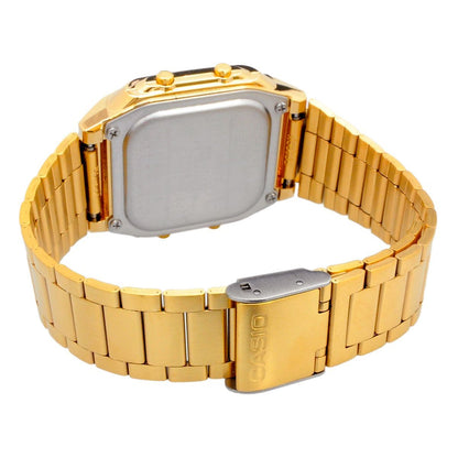 Casio Data Bank Watch Model DB-360G-9A with Gold Dial and Stainless Steel Band — Japan Import