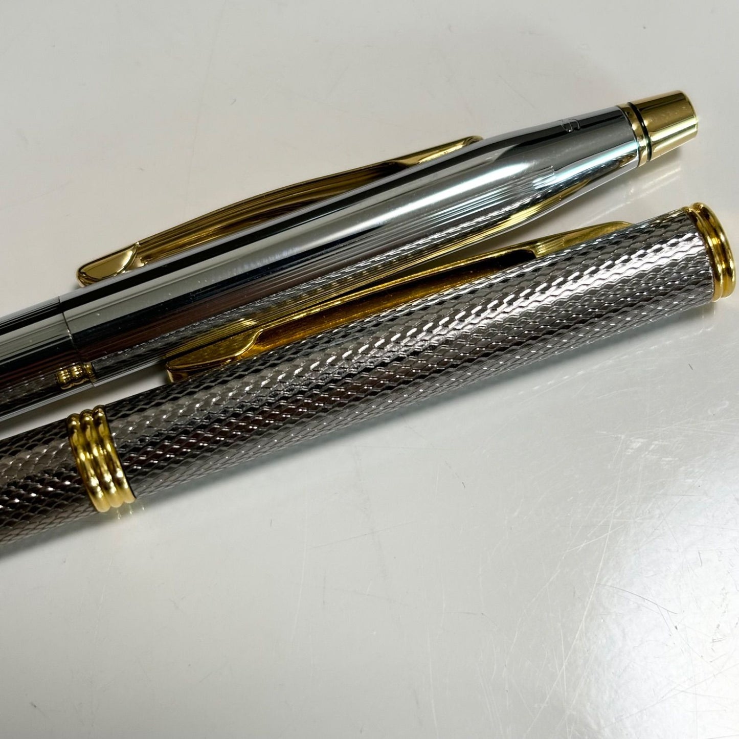 Cross Ballpoint Pen Set Silver and Gold 2 Pieces with One Inked and One Inkless Japan Import
