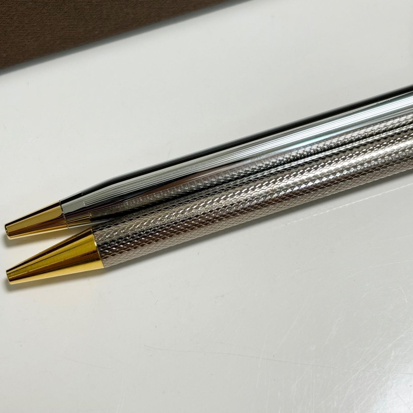 Cross Ballpoint Pen Set Silver and Gold 2 Pieces with One Inked and One Inkless Japan Import