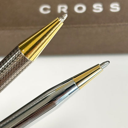 Cross Ballpoint Pen Set Silver and Gold 2 Pieces with One Inked and One Inkless Japan Import