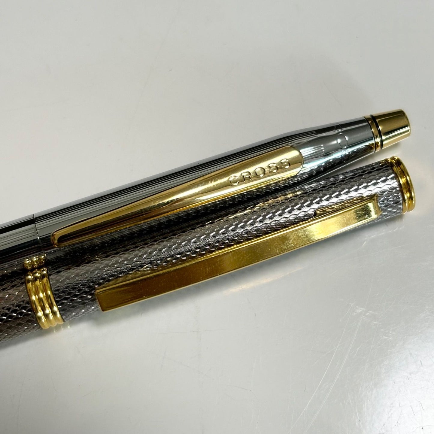 Cross Ballpoint Pen Set Silver and Gold 2 Pieces with One Inked and One Inkless Japan Import