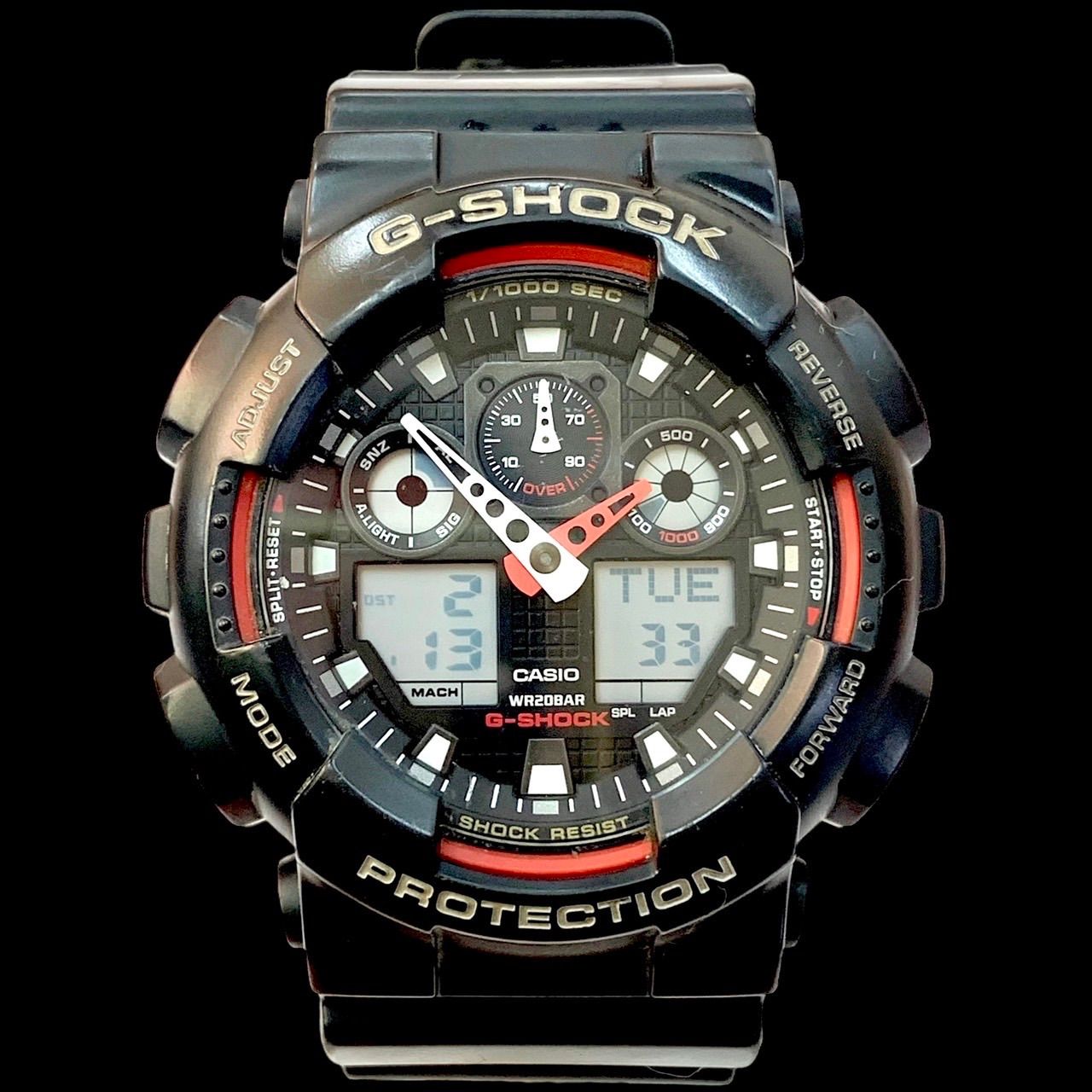 Casio G-Shock GA-100-1A4DR Combination Model Black and Red Analog Digital Quartz Watch — Japan Import