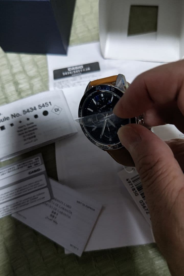 Casio Edifice Watch Model 5434 5451 with Blue Dial Leather Strap — Japan Import