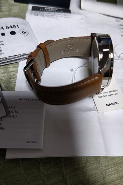 Casio Edifice Watch Model 5434 5451 with Blue Dial Leather Strap — Japan Import