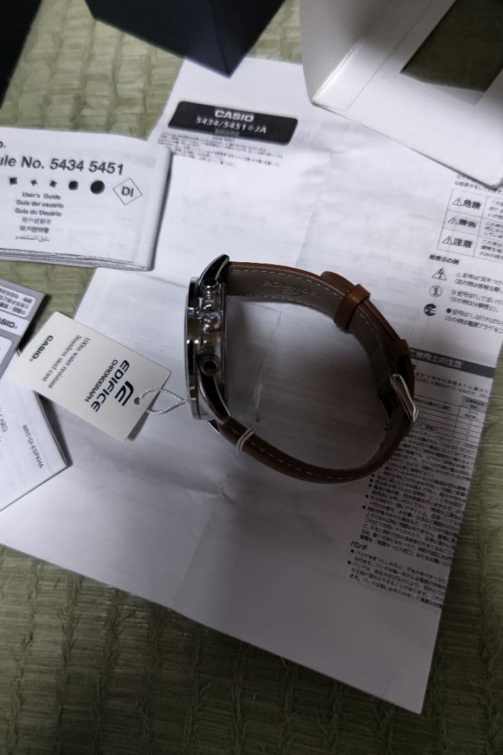 Casio Edifice Watch Model 5434 5451 with Blue Dial Leather Strap — Japan Import