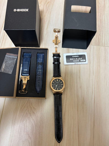 Casio G-Shock Digital Watch Model GA-2100 Rose Gold and Black with Leather Band — Japan Import
