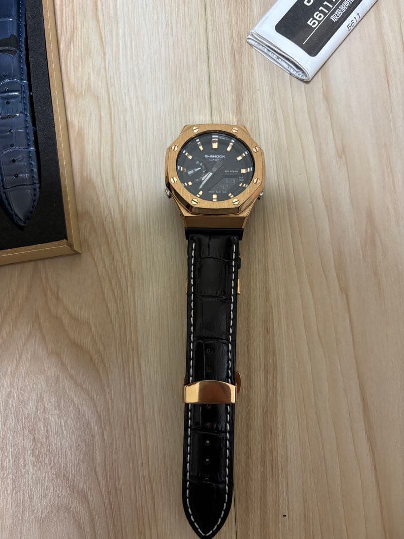 Casio G-Shock Digital Watch Model GA-2100 Rose Gold and Black with Leather Band — Japan Import