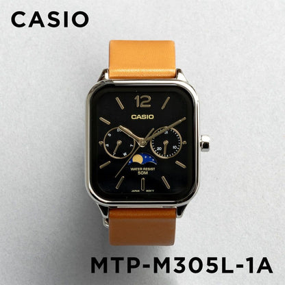 Casio MTP-M305L-1A Square Case Watch with Black Dial and Leather Band — Japan Import