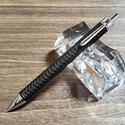 Katsuragawa Leather Mechanical Pencil 0.5mm Hand Sewn (Couro Cabanas Black x Brown) — Japan Import