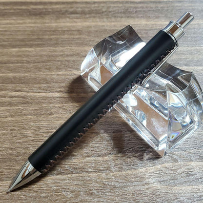 Katsuragawa Leather Mechanical Pencil 0.5mm Hand Sewn (Couro Cabanas Black x Brown) — Japan Import