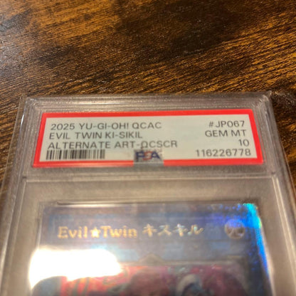 PSA10 graded Yugioh Evil Twin Kisskil 25 Secret Japanese card from the Japan import series
