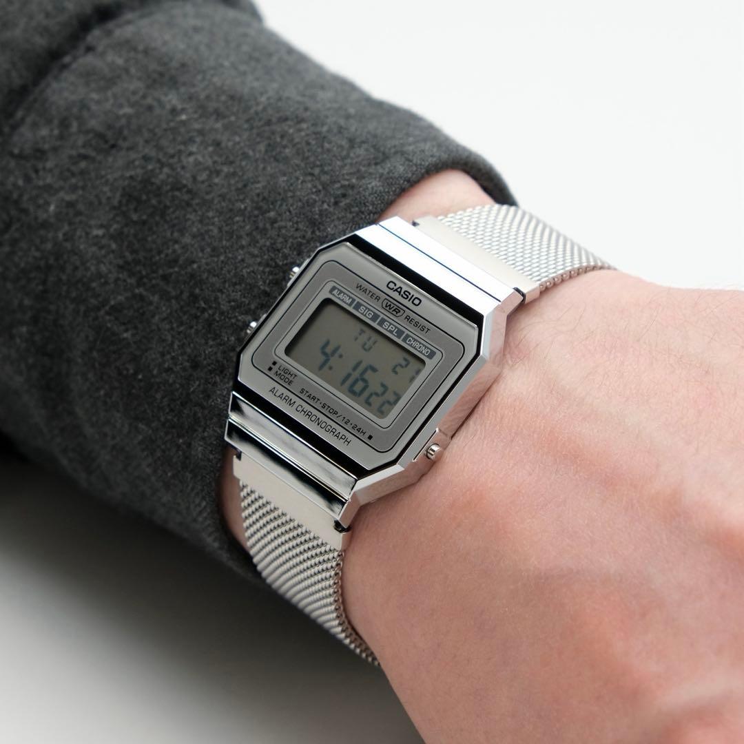 Casio Digital Watch Retro Silver Model Slim Case Japan Import