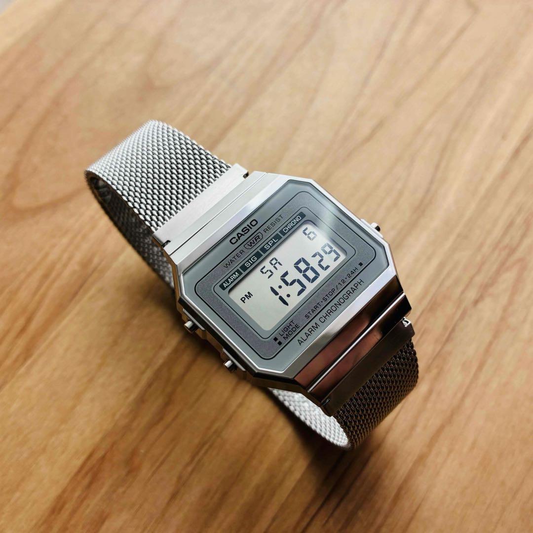 Casio Digital Watch Retro Silver Model Slim Case Japan Import