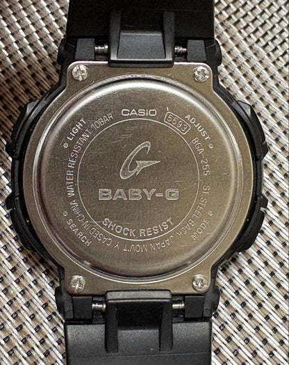Casio Baby-G BGA-255 Black Model with Battery Replacement and Confirmed Functionality — Japan Import
