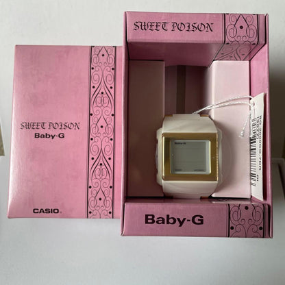 Baby-G Sweet Poison Ladies Watch White and Gold Band Square Monitor Japan Import