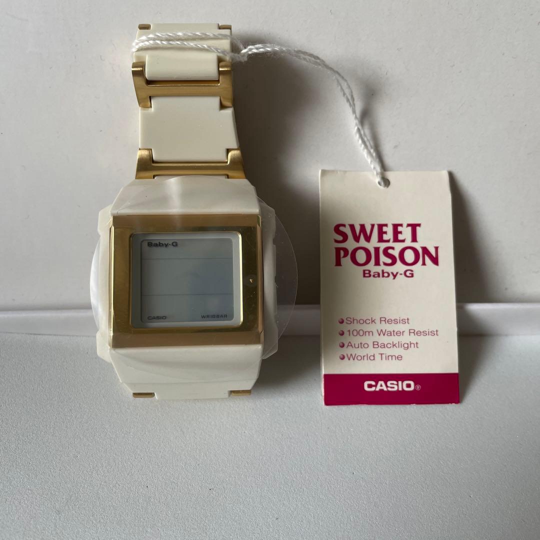 Baby-G Sweet Poison Ladies Watch White and Gold Band Square Monitor Japan Import