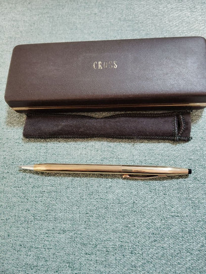 Cross 14 Carat Gold Metal Ballpoint Pen with Case — Japan Import