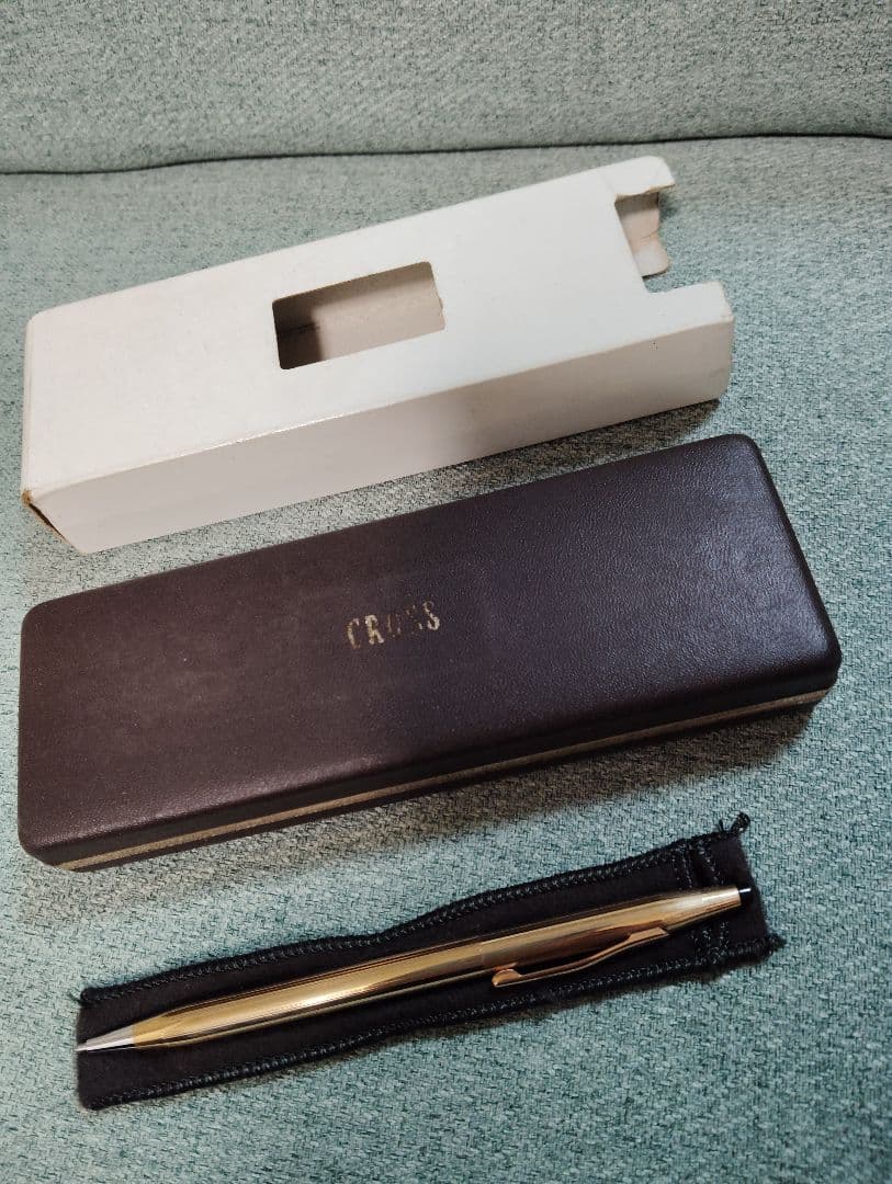 Cross 14 Carat Gold Metal Ballpoint Pen with Case — Japan Import
