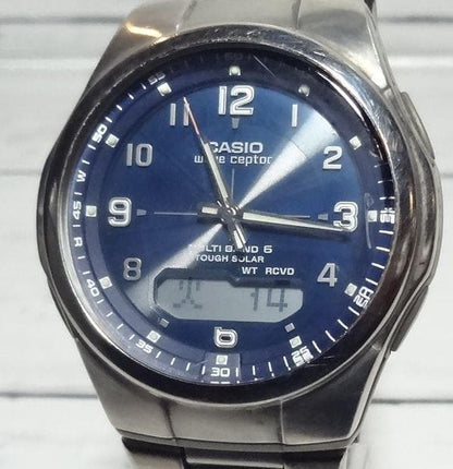 Casio Wave Ceptor WVA-M600 Watch with Navy Dial and Radio-Controlled Solar Power — Japan Import