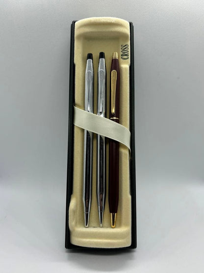 Cross Ballpoint Pen Set with 2 Pens and 1 Mechanical Pencil — Japan Import