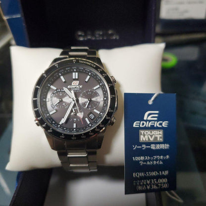 Casio Edifice 5178 JA Solar Radio Watch with Silver Belt and Black Dial — Japan Import