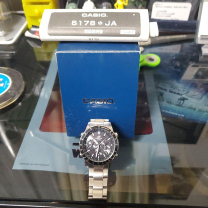 Casio Edifice 5178 JA Solar Radio Watch with Silver Belt and Black Dial — Japan Import