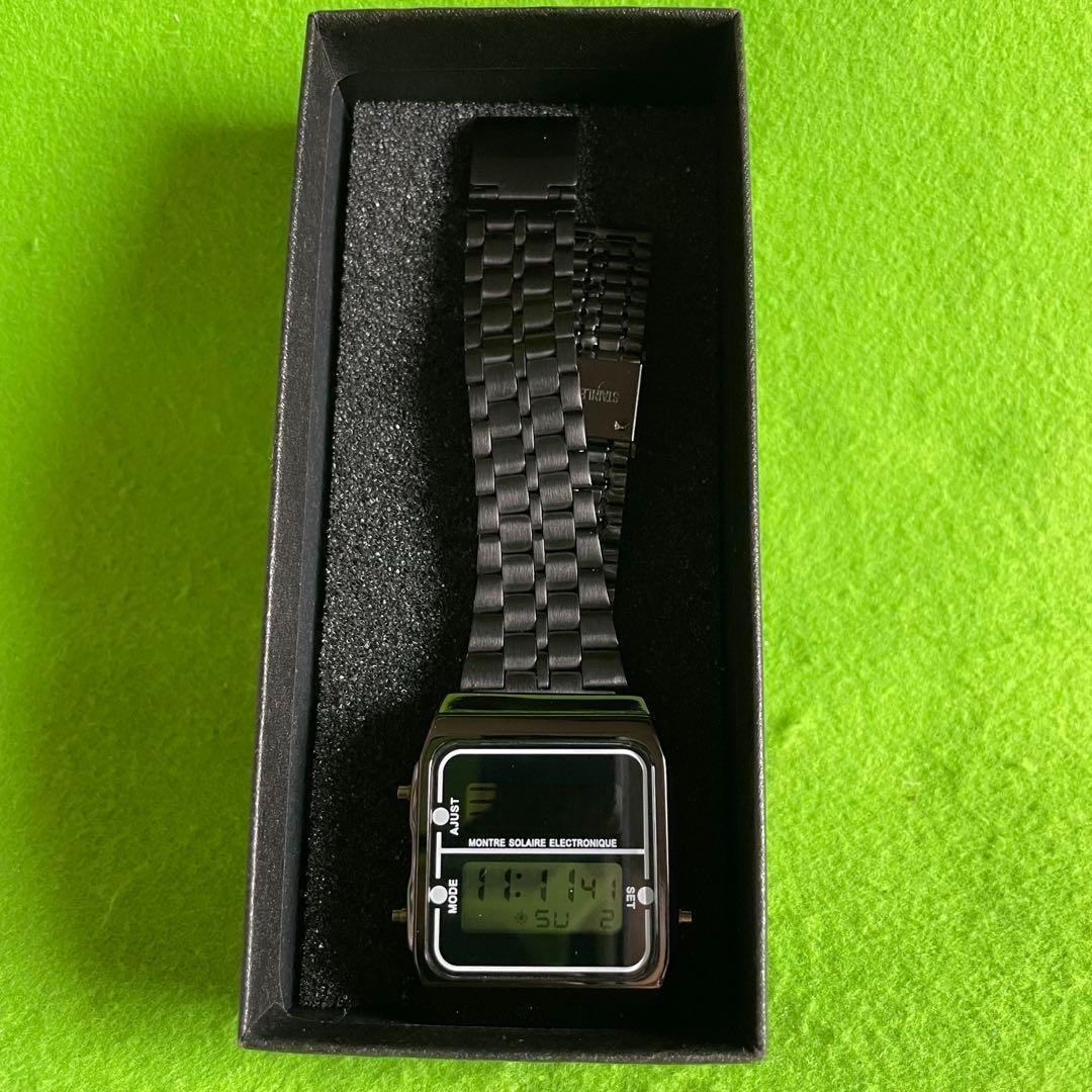 Casio Solar Digital Watch with Black Metal Band Import