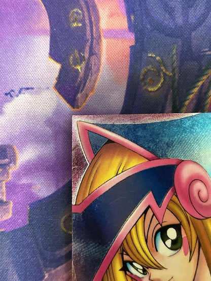Yugioh Black Magician Girl Dungeon Dice Monsters ultimate rare secret rare monster card with gold text on pink background