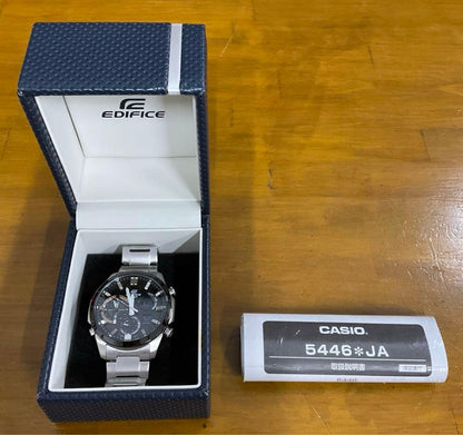 Casio Edifice Era-500DB-1AJF Watch Silver and Black Quartz Round Stainless Steel 10 ATM — Japan Import