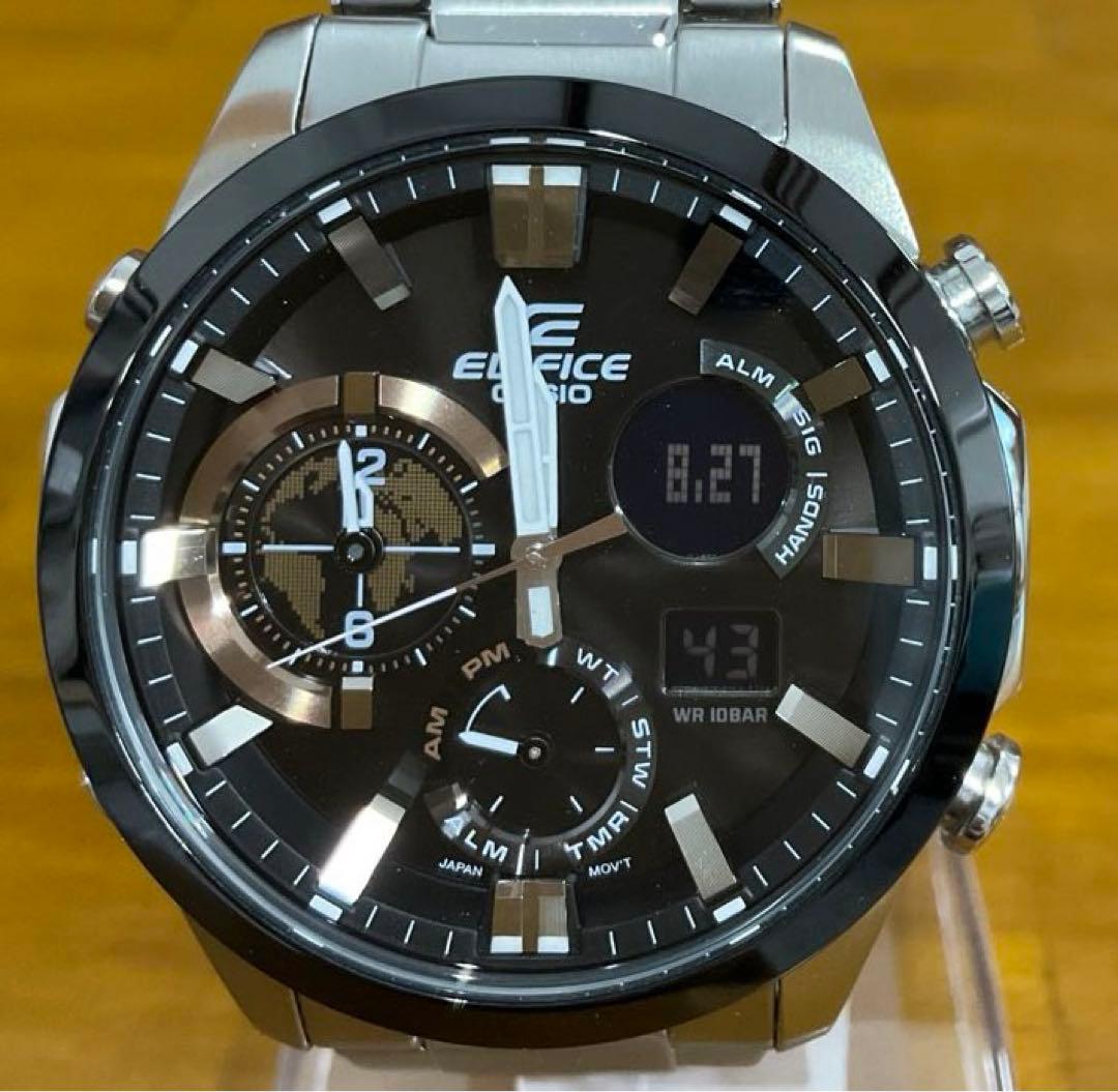 Casio Edifice Era-500DB-1AJF Watch Silver and Black Quartz Round Stainless Steel 10 ATM — Japan Import