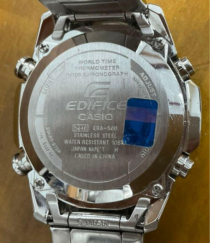 Casio Edifice Era-500DB-1AJF Watch Silver and Black Quartz Round Stainless Steel 10 ATM — Japan Import