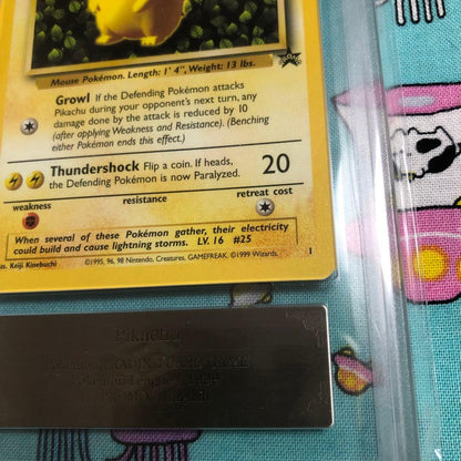 Japanese Pikachu promo Pokémon trading card with 60 HP and Thundershock attack, overseas version