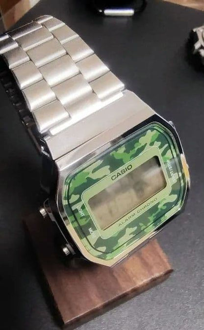 Casio A169WE Camouflage Series Digital Watch with Stainless Steel Band — Japan Import