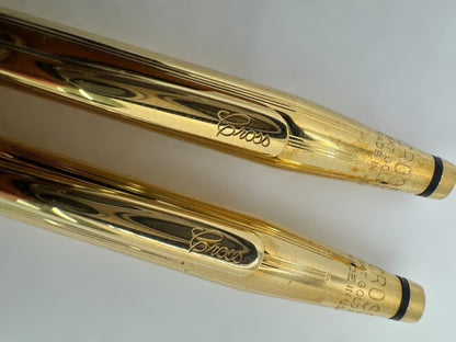 Cross Century 18KT gold filled twist ballpoint pen and stylus set with original case made in USA